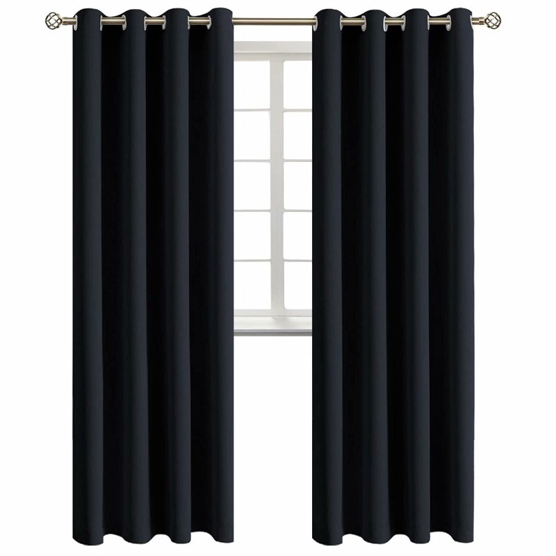 BGment Blackout Curtains for Living Room - Grommet Thermal Insulated Room Darkening Curtains for Bedroom, 2 Panels of 52 x 95 Inch, Black - Image 1